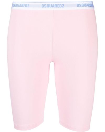 DSquared² Logo-waistband Stretch-cotton Cycling Shorts - Pink