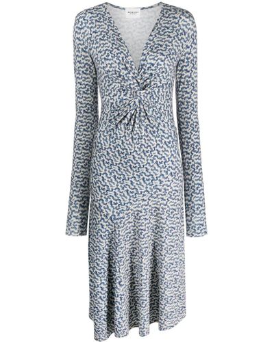Isabel Marant Graphic-print Twist-detail Midi Dress - Blue