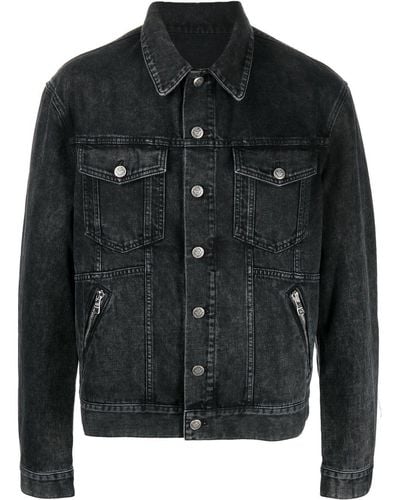 Balmain Jeansjacke mit Reißverschlusstaschen - Schwarz