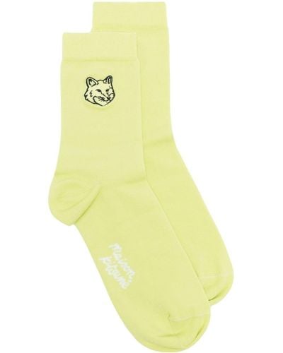 Maison Kitsuné Fox Head Cotton Socks - Yellow
