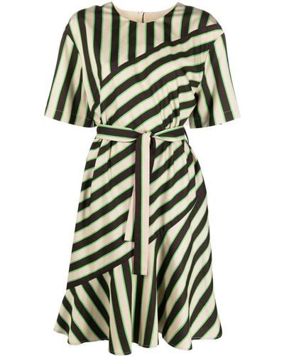 MSGM Stripe-pattern Midi Dress - Green