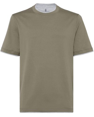 Brunello Cucinelli T-Shirt mit Kontrastdetails - Grün
