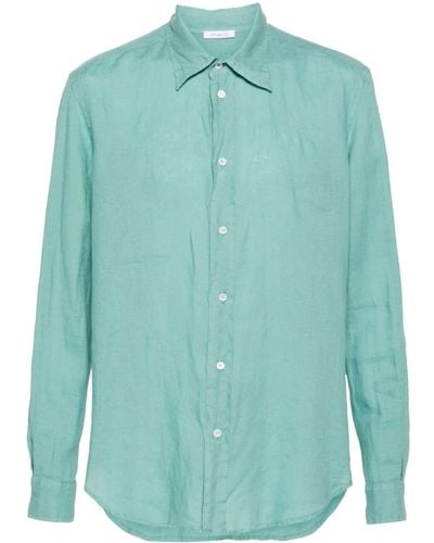 Malo Button-up Linen Shirt - Green