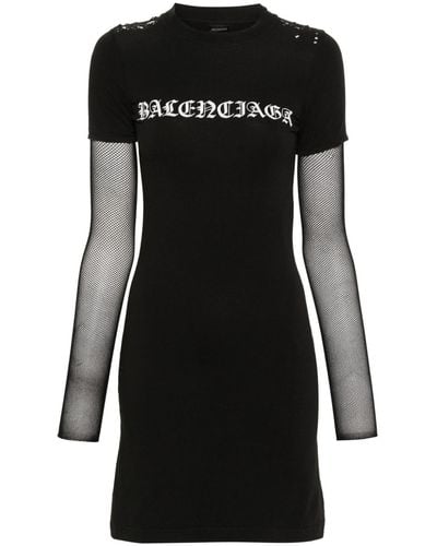 Balenciaga Jerseykleid mit Logo-Print - Schwarz