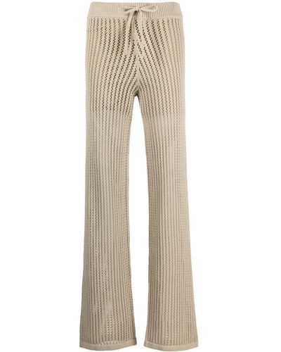 HUGO Open-knit Straight-leg Trousers - Natural