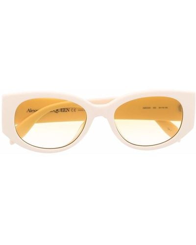 Alexander McQueen Sonnenbrille mit Logo-Print - Weiß