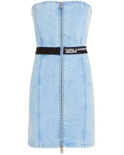 Karl Lagerfeld Abito denim con zip - Blu