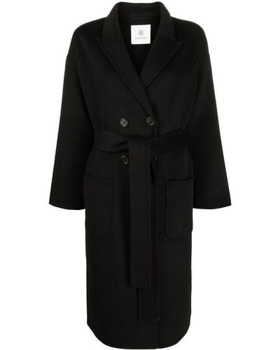 Anine Bing Belted Double-breasted Coat - Black