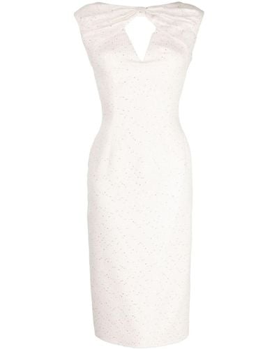 Saiid Kobeisy Sequin-embellished Tweed Midi Dress - White