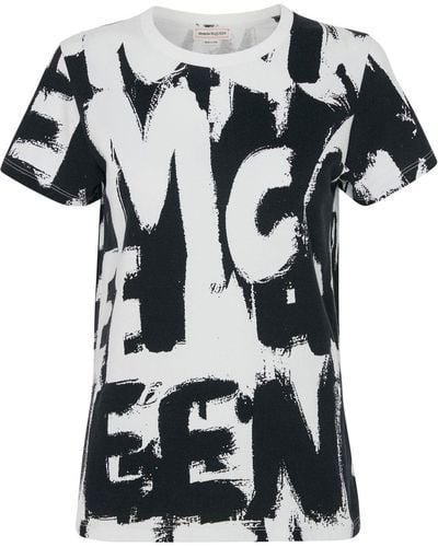 Alexander McQueen アレキサンダー・マックイーン グラフィック Tシャツ - ブラック