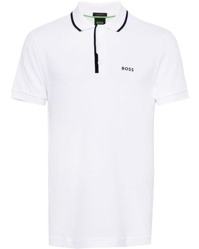 BOSS Logo-print Cotton Polo Shirt - White