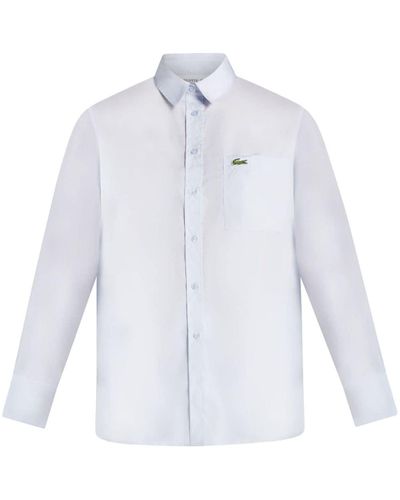 Lacoste Chemise en coton à logo appliqué - Blanc