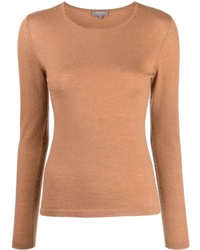 N.Peal Cashmere Long-sleeve Cashmere Top - Brown