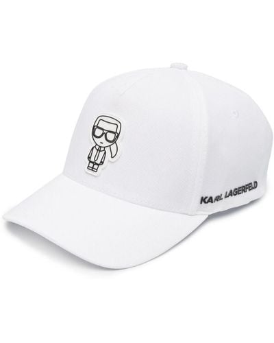 Karl Lagerfeld Outline Ikonik Baseball Cap - White