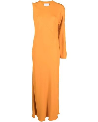 Erika Cavallini Semi Couture Vestido largo con un tirante - Naranja