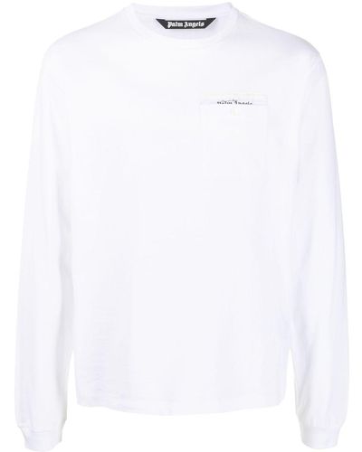 Palm Angels Langarmshirt mit Logo-Patch - Weiß