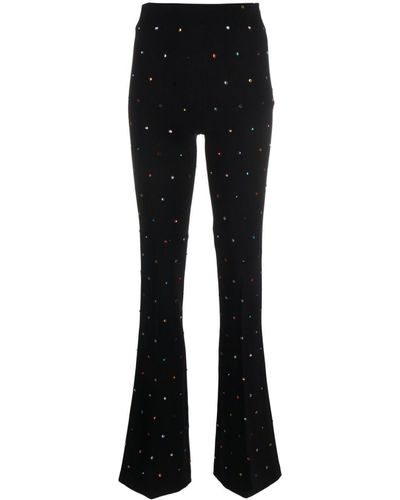 Nissa Rhinestone-embellished Flared Trousers - Black