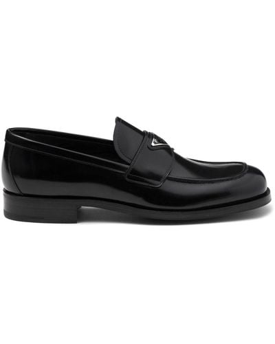 Prada Logo Plaque Loafers - Black