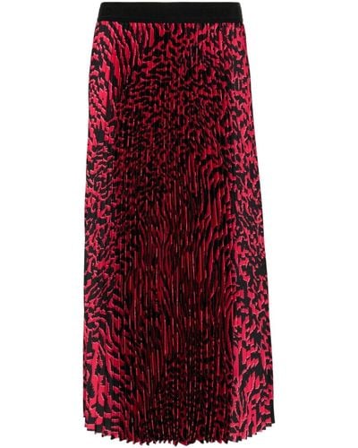 Karl Lagerfeld Jupe mi-longue à design plissé - Rouge