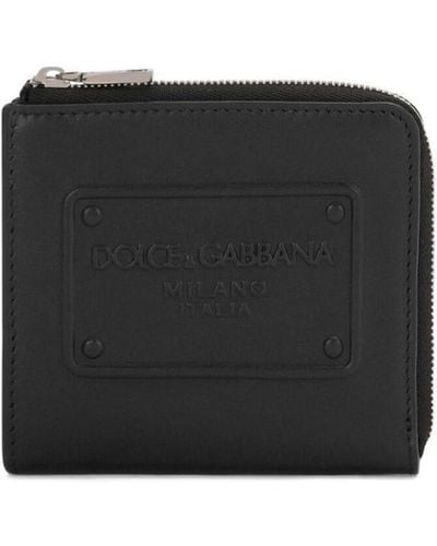Dolce & Gabbana Portefeuille zippé à logo embossé - Noir