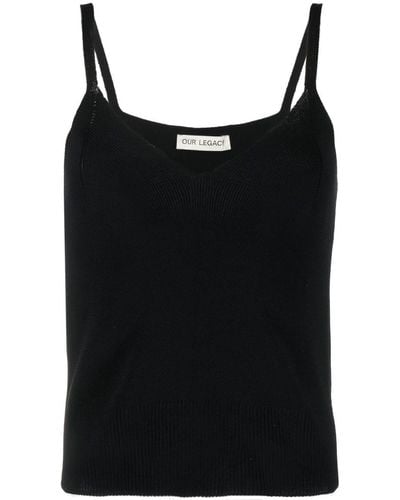 Our Legacy Ribbed-knit Singlet Top - Black