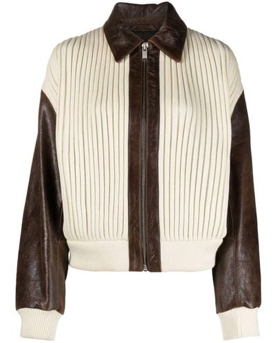 Claudie Pierlot Chunky-ribbed Bomber Jacket - Brown