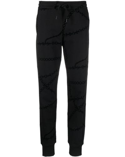 Versace Jeans Couture Pantalones de chándal con cadena estampada - Negro