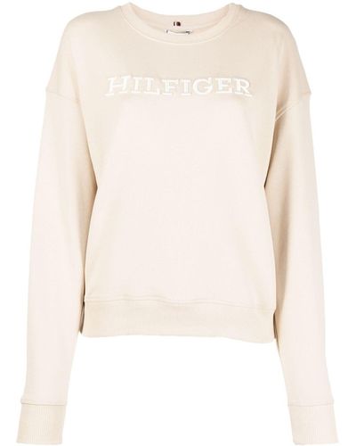 Tommy Hilfiger Logo-print Cotton Sweatshirt - Natural