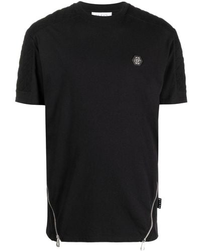 Philipp Plein ジップディテール Tシャツ - ブラック