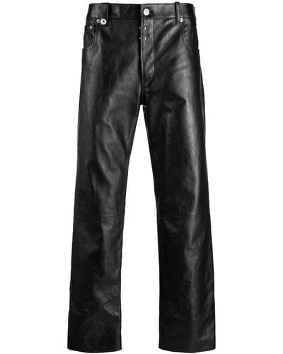 Alexander McQueen Cropped Slim-cut Leather Trousers - Grey