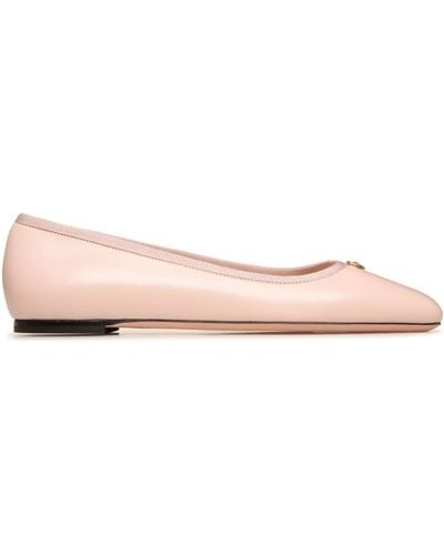 Bally Emblem-plaque Leather Ballerina Shoes - Pink