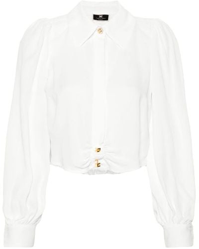 Elisabetta Franchi Puff-sleeve Cropped Shirt - White
