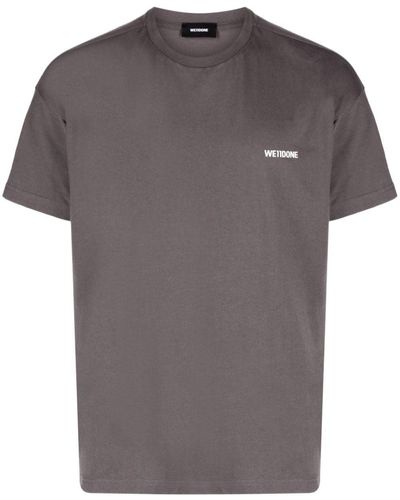 we11done T-Shirt mit Logo-Print - Grau