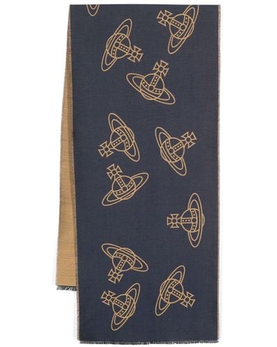 Vivienne Westwood Zweifarbiger Schal mit Orb-Muster - Blau