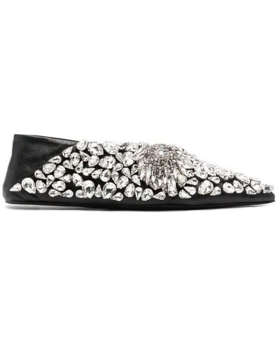 Jil Sander Crystal-embellished Ballerina Shoes - White