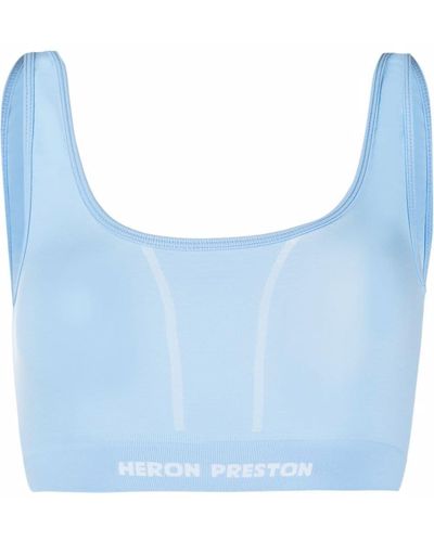 Heron Preston Top corto de intarsia con logo - Azul
