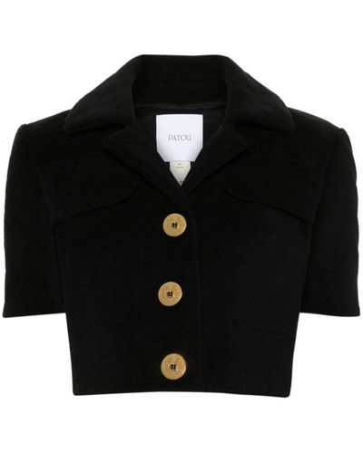 Patou Terry-cloth Cropped Jacket - Black