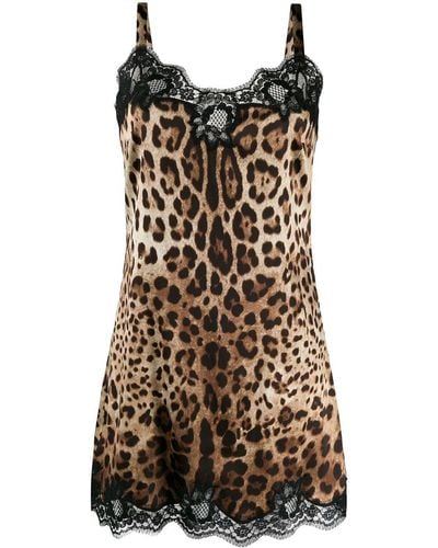 Dolce & Gabbana Camisola con motivo de leopardo - Marrón