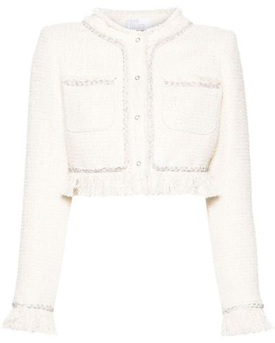 GIUSEPPE DI MORABITO Tweed-Jacke mit Strassborte - Weiß