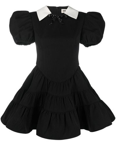 ShuShu/Tong Mini-jurk Met Pofmouwen - Zwart