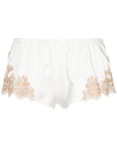 Kiki de Montparnasse Orchid-lace Silk Shorts - White