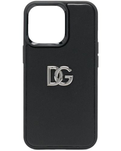 Dolce & Gabbana Coque pour iPhone 13 Pro en cuir de veau - Noir