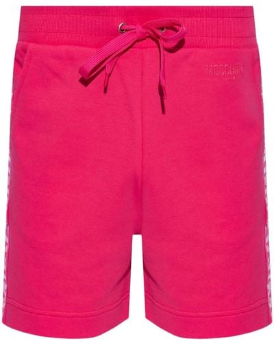 Moschino Logo-embossed Cotton Beach Shorts - Pink