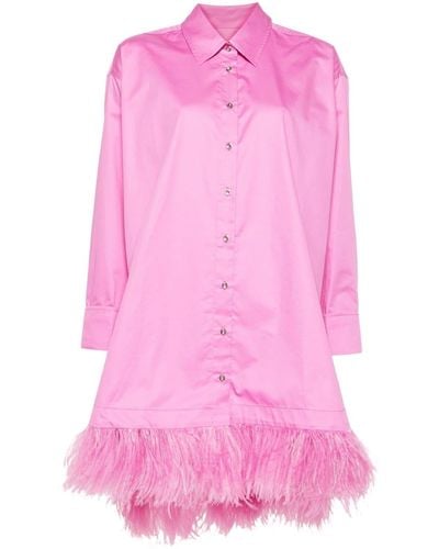 Marques'Almeida Feather-embellished Shirt Dress - Pink