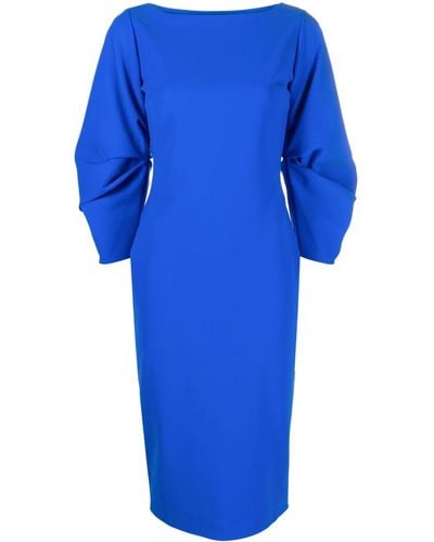 La Petite Robe Di Chiara Boni Midi-jurk Met Ballonmouwen - Blauw