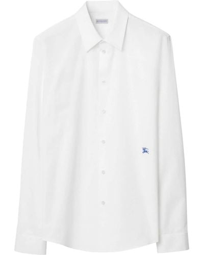 Burberry Popeline-Hemd mit Logo-Stickerei - Weiß