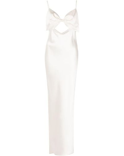 Fleur du Mal Bow-embellished Silk Slip Dress - White