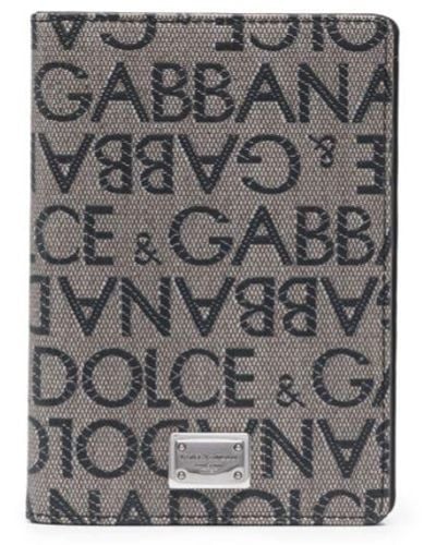 Dolce & Gabbana Porte-cartes à logo en jacquard - Gris