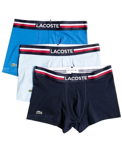 Lacoste Logo-print Boxers (set Of Three) - Blue