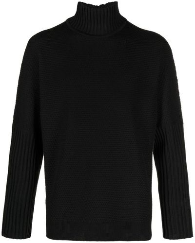 Issey Miyake High-neck Rustik Knit Sweater - Black
